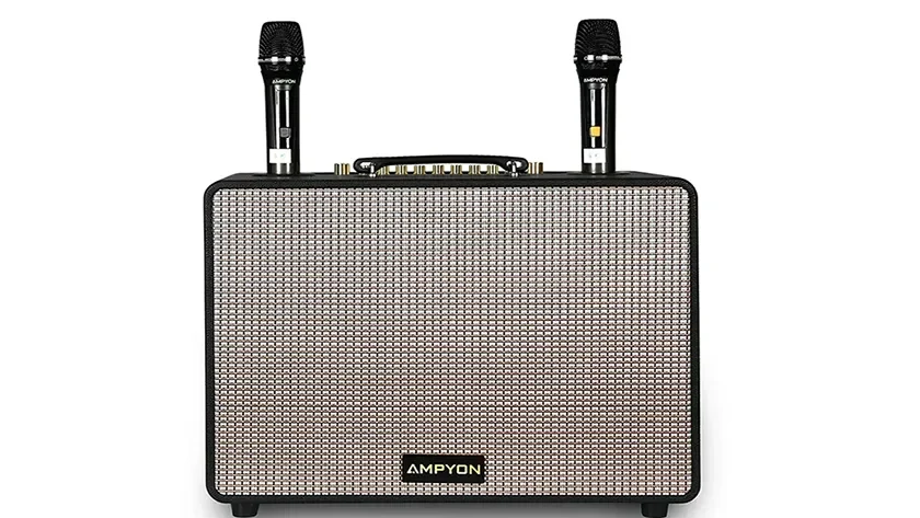 Ampyon Starboks II SE portable karaoke player with refined tuning and two wireless mics
