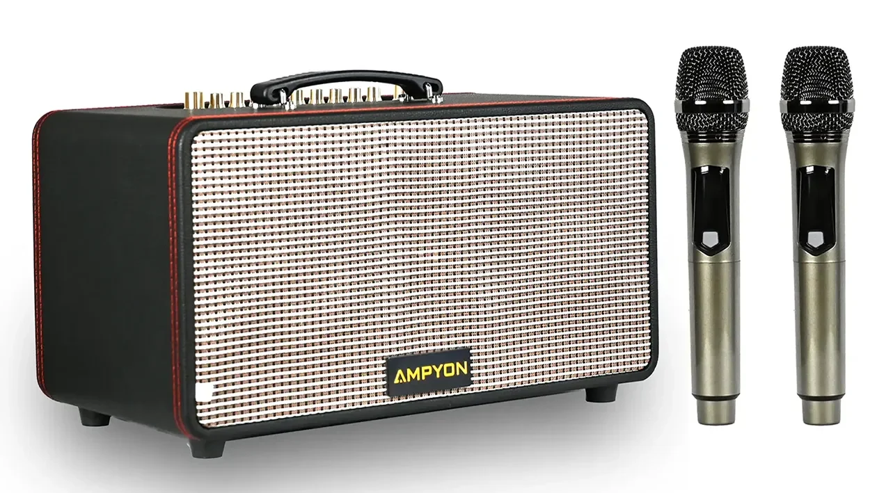 Ampyon Starboks 1 portable karaoke player with two wireless microphones