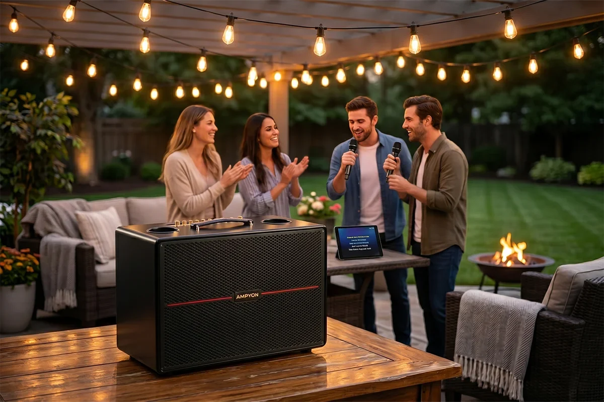 Loa karaoke xách tay Ampyon Starbox III dùng cho buổi hát karaoke ngoài sân