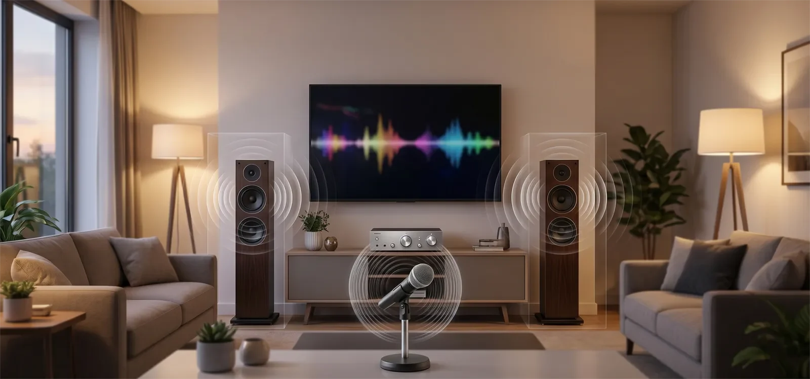 Home karaoke system where vocals can sound boxy, closed in, and less natural in a living room.