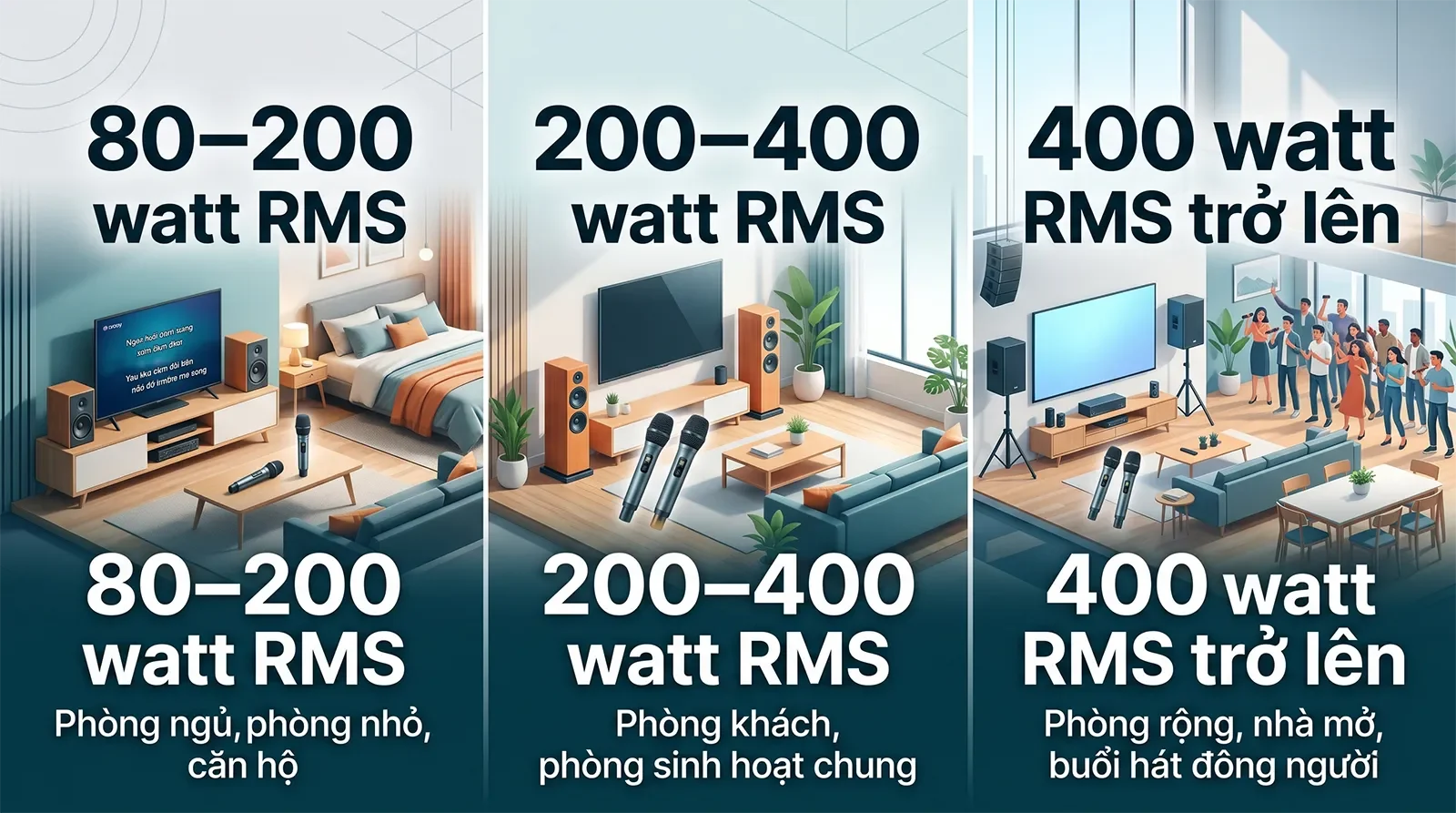 Infographic hướng dẫn công suất karaoke theo kích thước phòng