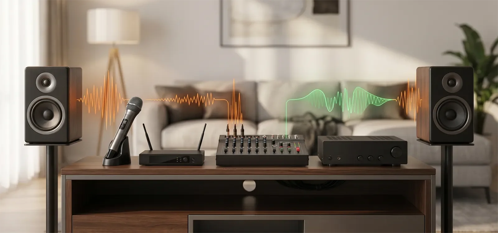 Minh họa xử lý notch chống hú giảm một tần số rít hẹp trong hệ thống karaoke.
