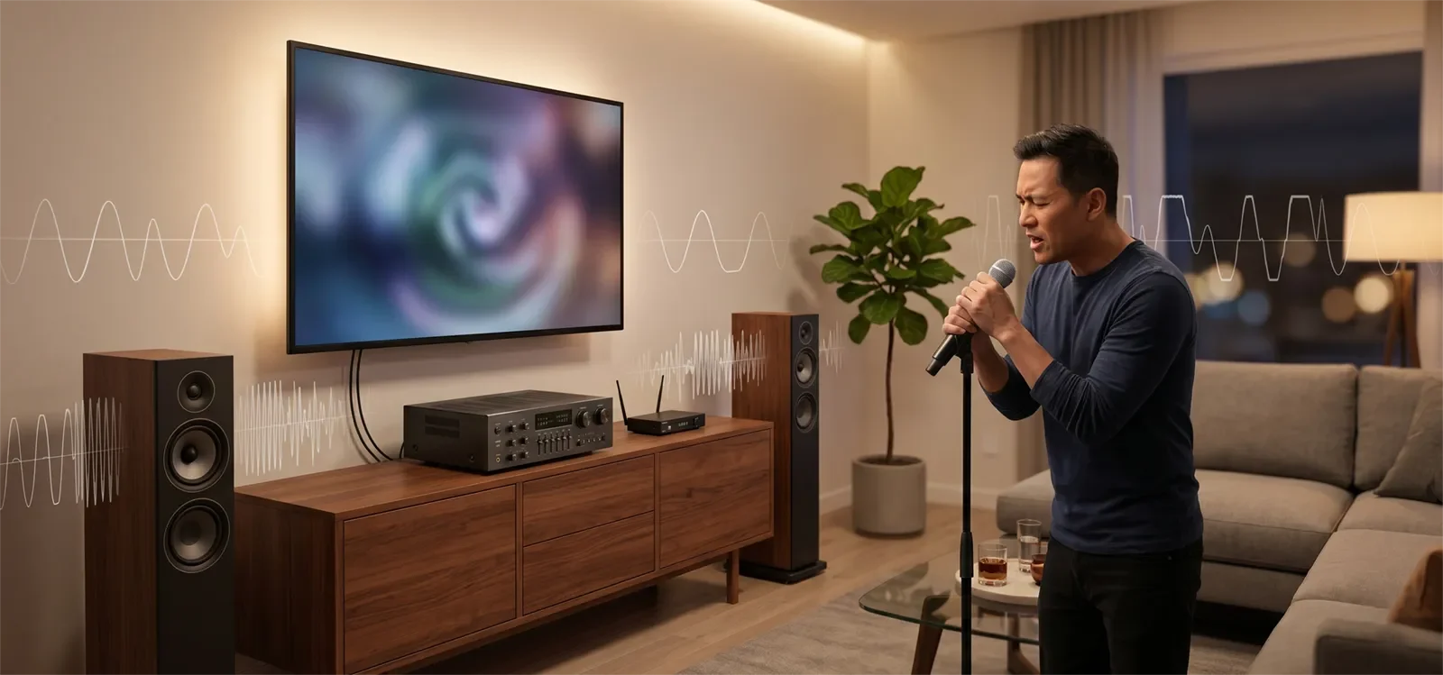 Dàn karaoke gia đình cho thấy âm thanh bắt đầu bị căng khi vocal và nhạc bị đẩy quá mức.