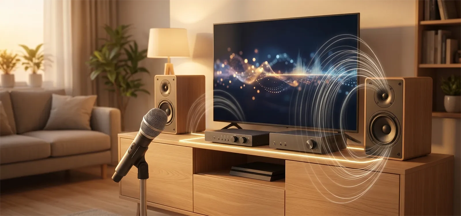 Minh họa cân bằng âm sắc karaoke ở âm lượng thấp khi bass và phần thân nhạc giảm cảm giác nâng đỡ vocal.