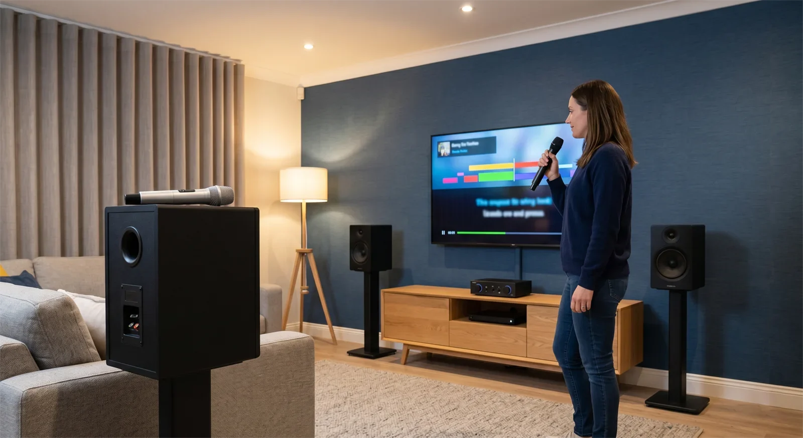 Lỗi micro karaoke bị hú khi một micro không dây đặt quá gần loa và một micro khác được cầm đúng hướng, tránh chĩa vào loa.