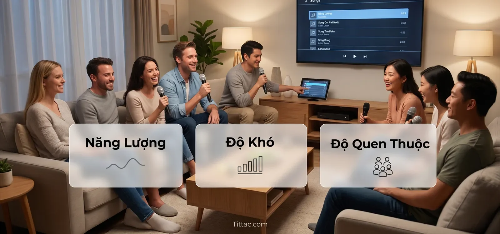 Khung xây playlist karaoke cân bằng giữa năng lượng, độ khó và độ quen thuộc cho tiệc tại nhà.