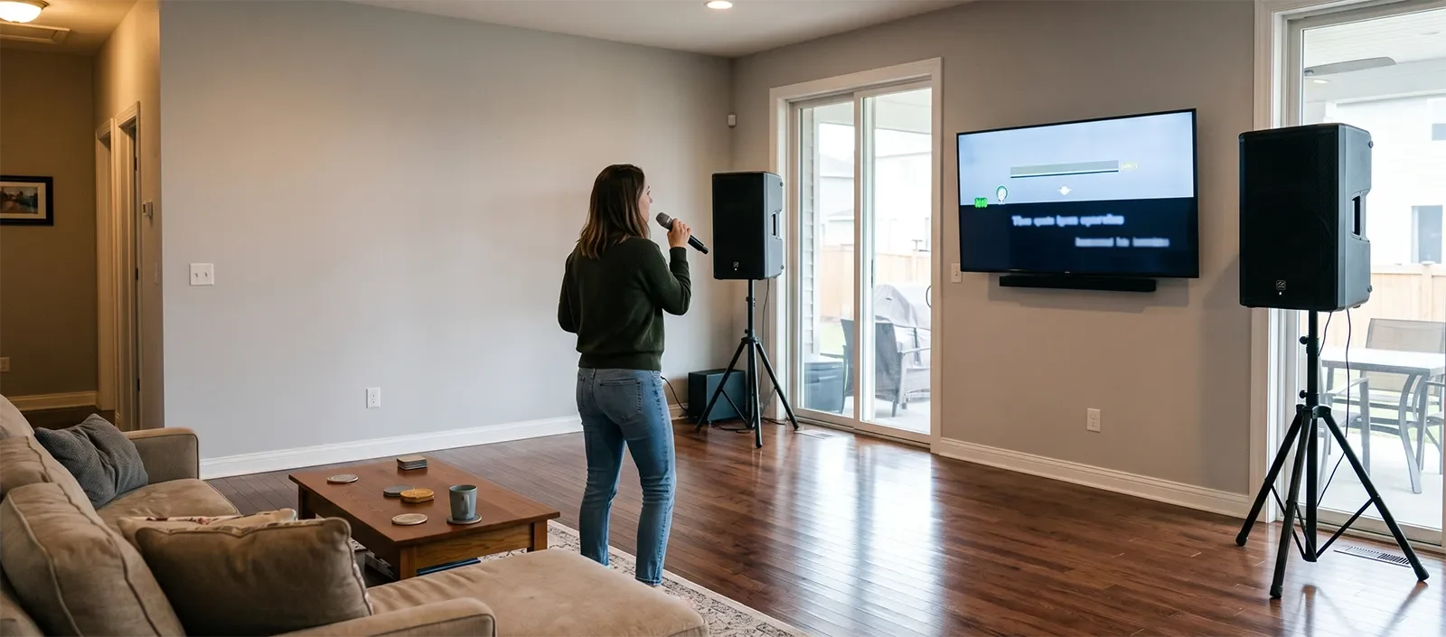 Bề mặt cứng trong phòng karaoke tại nhà phản xạ âm và làm giọng hát kém rõ