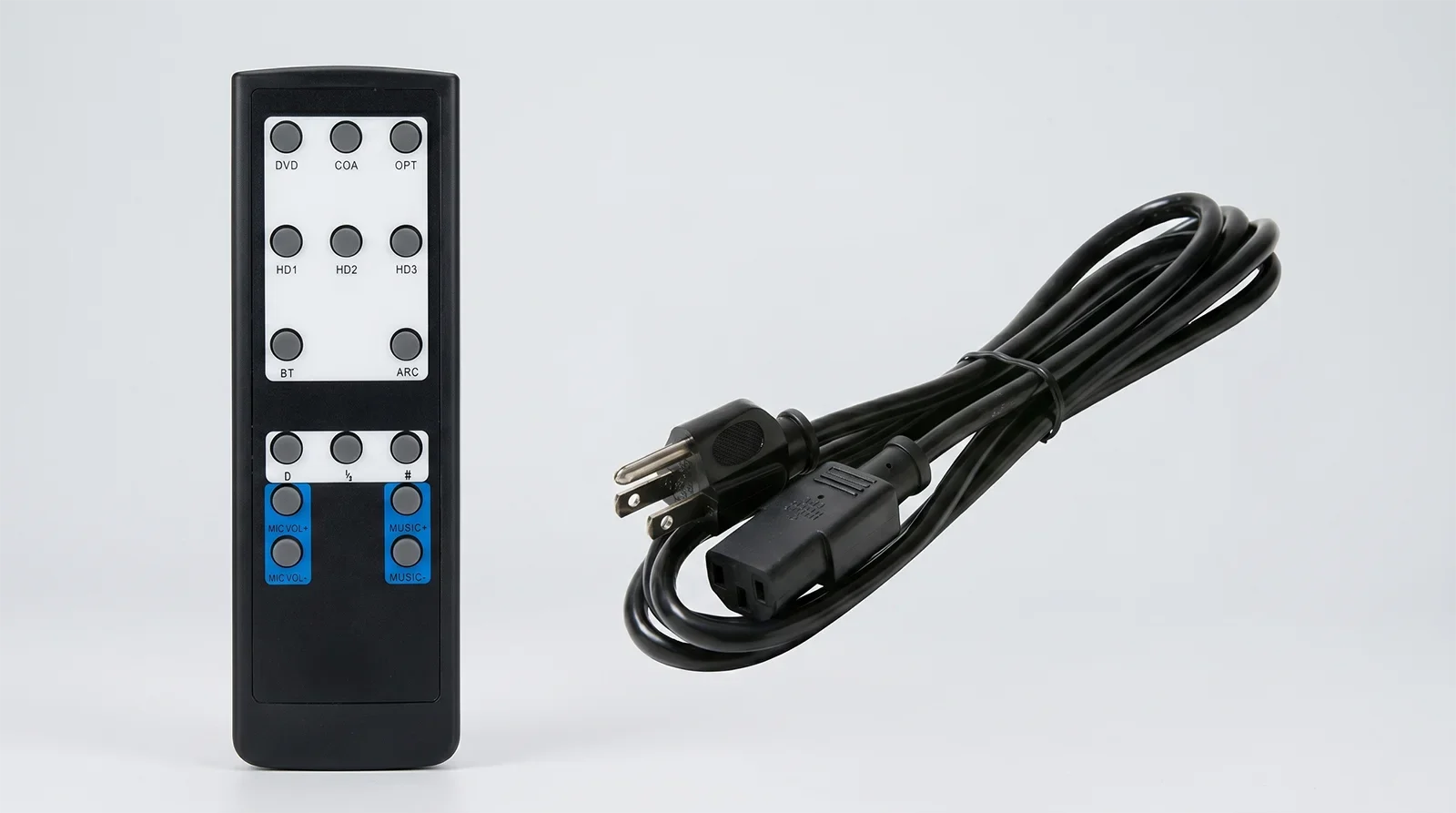 Ampyon LXA-420 included accessories with remote control and power cable