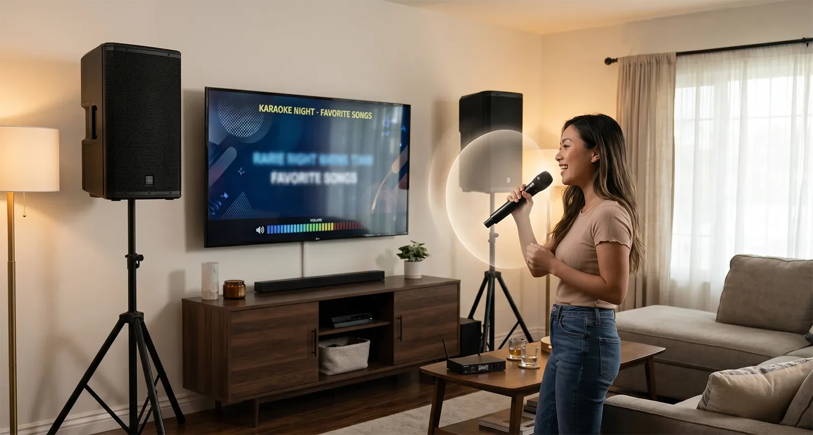 Home karaoke microphone pickup pattern affecting vocal focus and ease of use