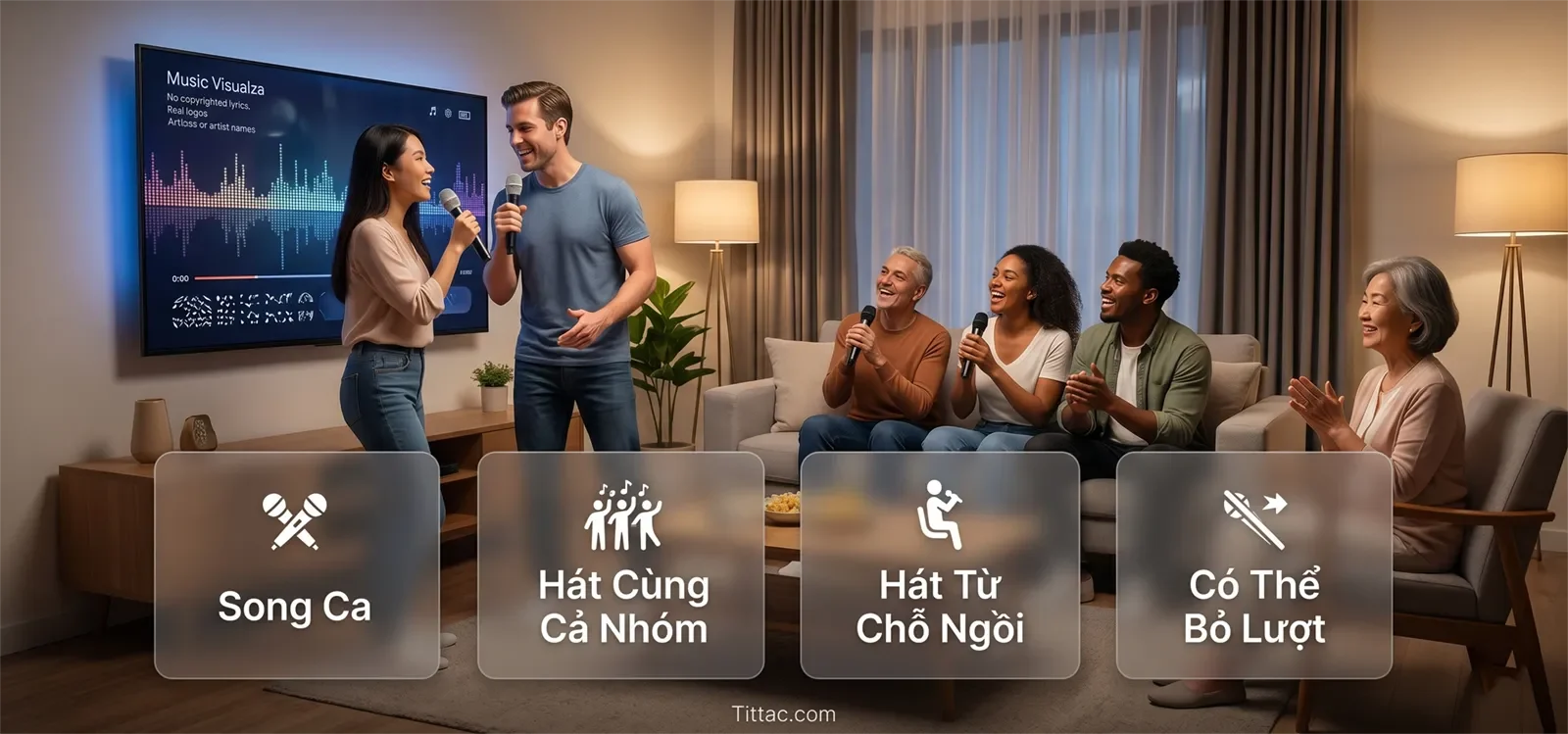 Các cách tham gia karaoke ít áp lực gồm song ca, hát theo cả nhóm, hát từ chỗ ngồi và quyền từ chối.