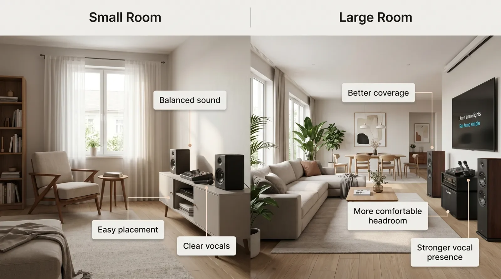 Image
 comparing karaoke systems for small rooms and large rooms