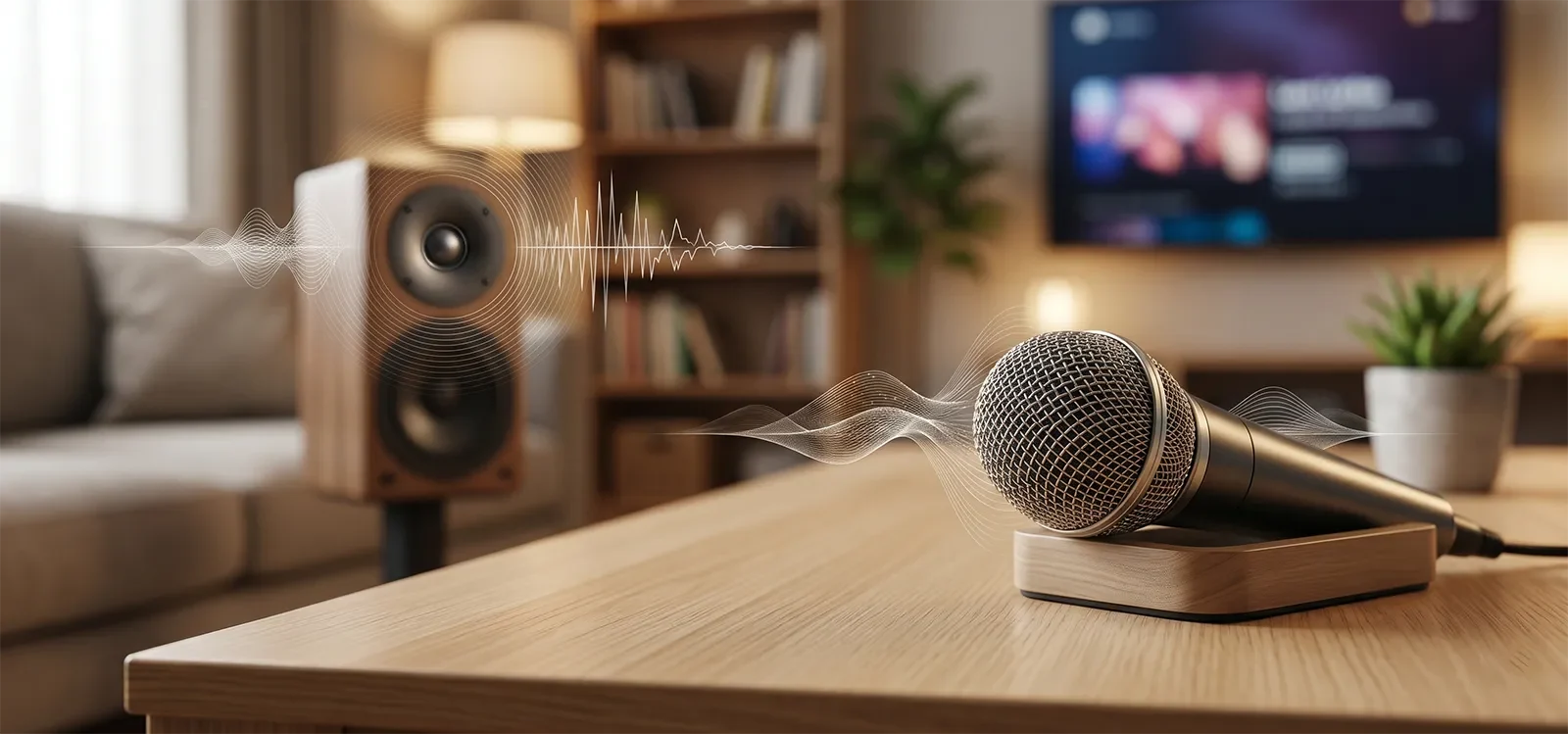 Home karaoke microphone and speaker showing useful treble detail without harshness.