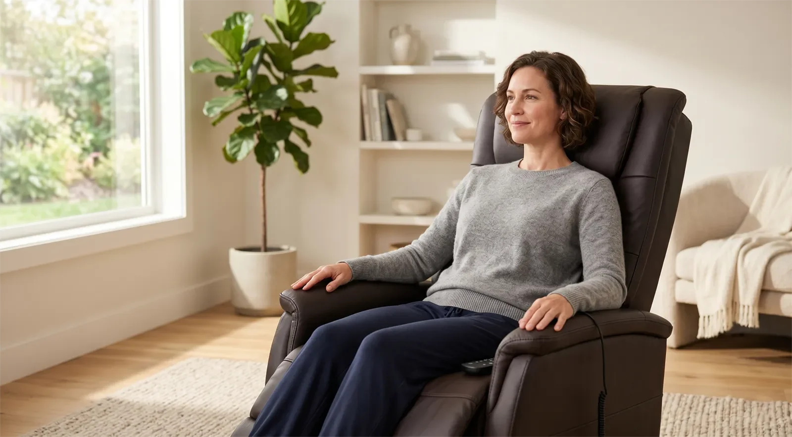 New massage chair user starting with a gentle short session at home