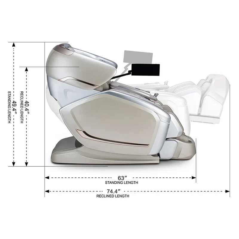Cozzia Kozue side dimensions with upright and reclined length