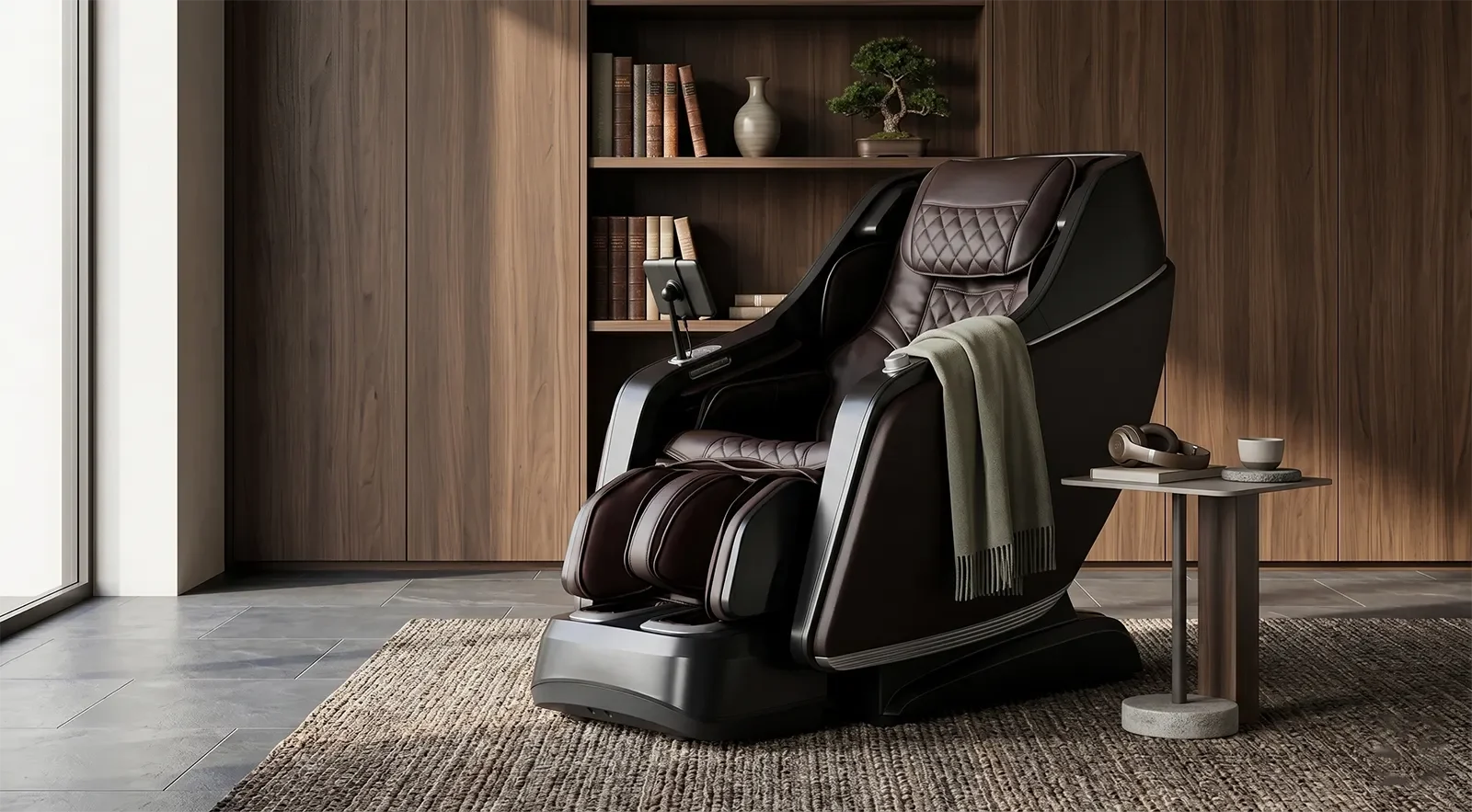 Japanese-style luxury massage chair with a refined premium feel