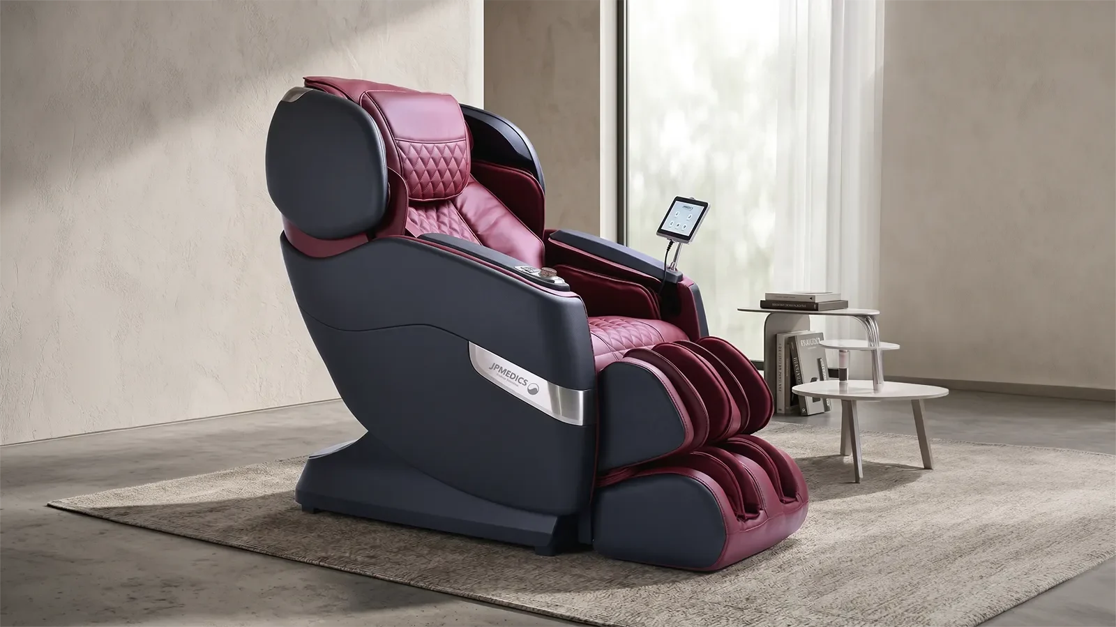 JPMedics Kumo massage chair shown in a premium showroom setting