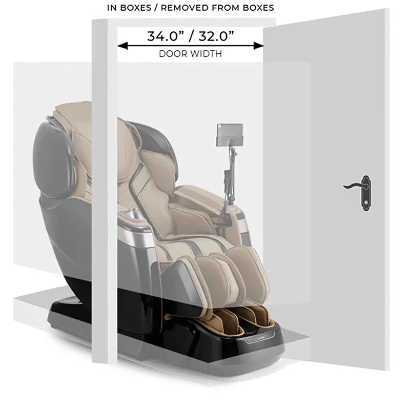 Ogawa 4D Fusion Master Drive doorway clearance and box removal dimensions