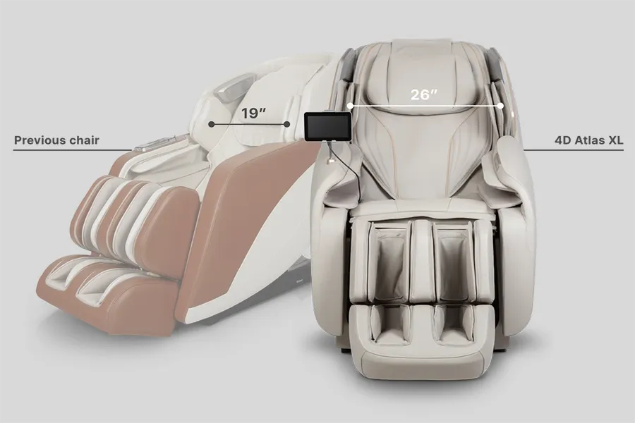 Osaki 4D Atlas XL oversized frame with wide armrests seat and legrest for taller and larger users