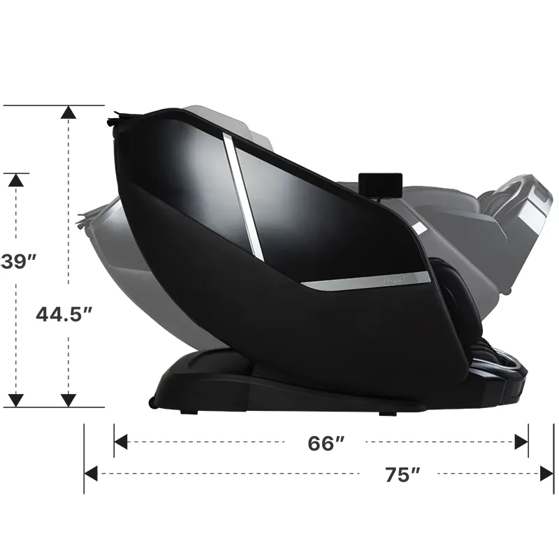 Kích thước hông của Osaki 4D Zion khi dựng thẳng và khi ngả