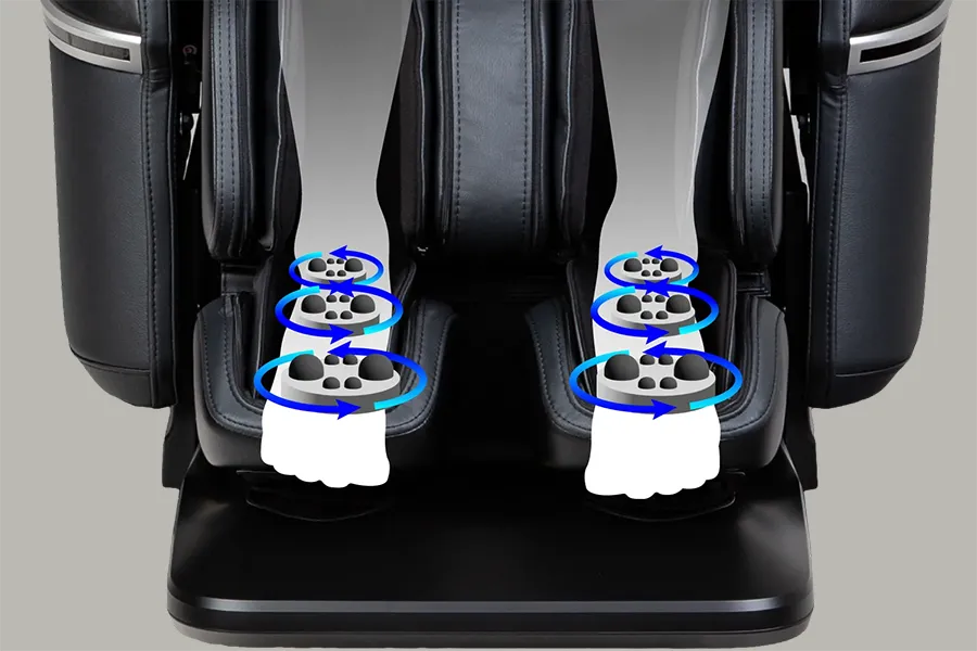 Con lăn bàn chân, đệm chân tháo rời và gác chân kéo dài tự động của Osaki Aeris 4D Duo