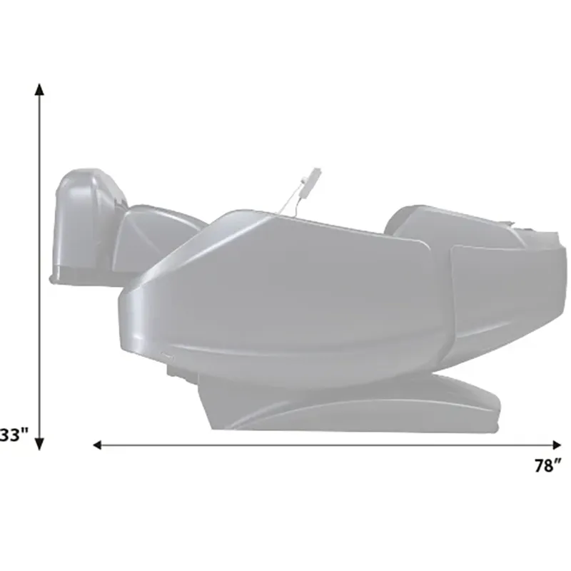 Osaki AI Avalon side dimensions showing upright and fully reclined chair measurements