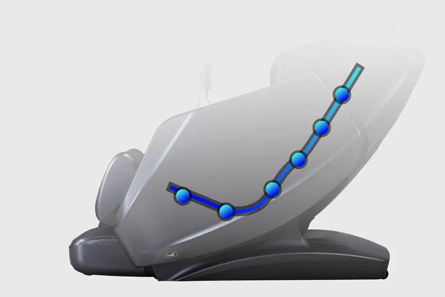 Osaki AI Avalon extended SL-Track massage system from neck to hamstrings