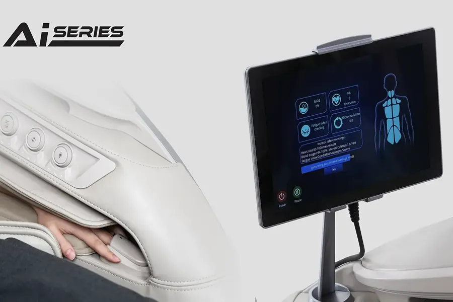 Osaki DuoMax AI intelligent health detection display with heart rate blood oxygen and fatigue readings