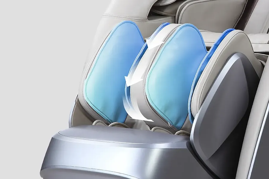 Osaki DuoMax vertically moving calf rollers with air compression for deep calf kneading