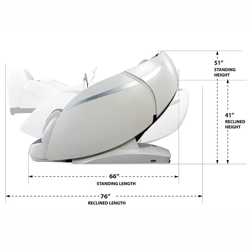 Osaki DuoMax upright and reclined massage chair dimensions