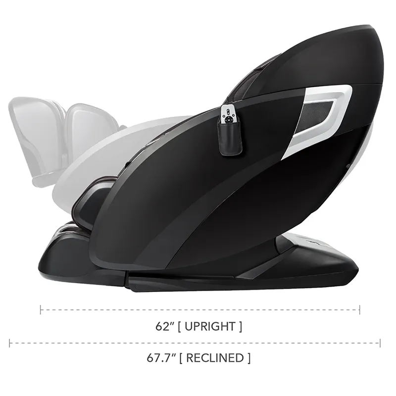 Osaki Otamic LE side dimensions in upright and fully reclined positions