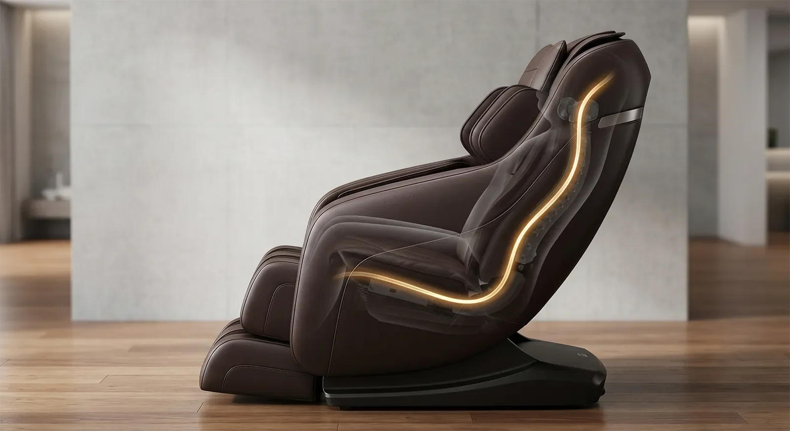 Đường SL-Track trên ghế massage kết hợp đường cong lưng và vùng phủ kéo dài